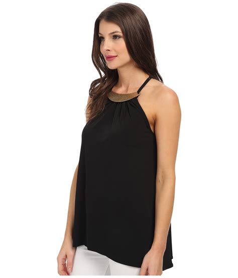 michael kors black sleeveless blouse top|Michael Kors halter tank tops.